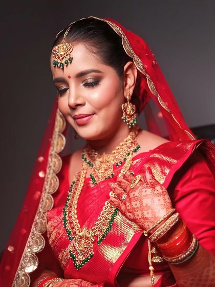 Another beautiful portrait of this bride, looking serene and ready for her wedding ceremony.