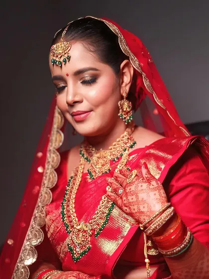 Another beautiful portrait of this bride, looking serene and ready for her wedding ceremony.