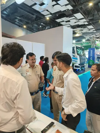 It is always an honor to demonstrate our technology to the very people it is designed to protect. A police officer gets a closer look at our Torch Camera during an exhibition.
