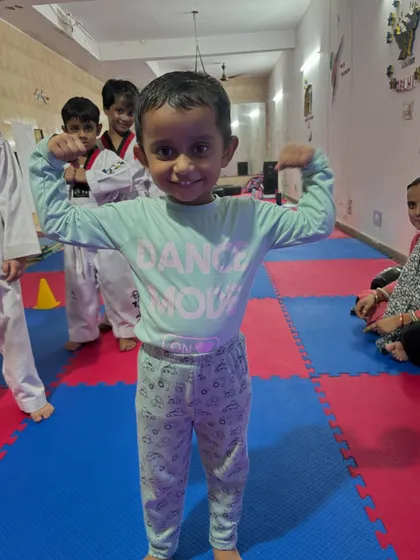 Welcome to the newest champion of Aarav Taekwondo Academy. He is already showing off his strength and is ready to start his journey.