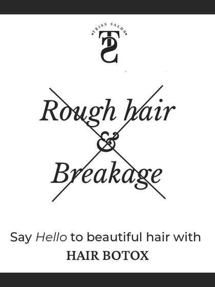 This graphic says it all. Say hello to beautiful hair and goodbye to roughness and breakage with a hair botox treatment.