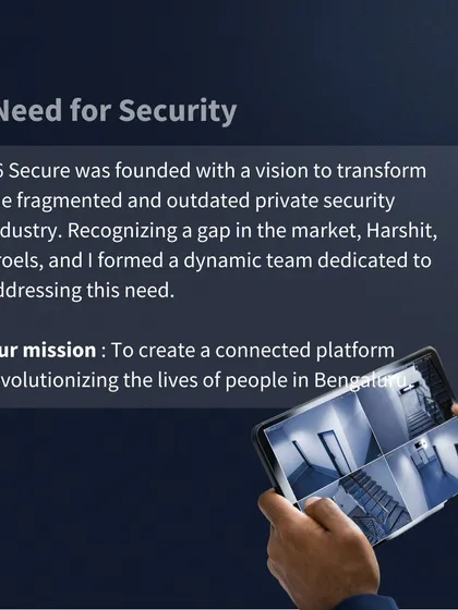 Our mission, as featured in CXO Today, was born from a need to address the fragmented private security industry. We formed a dynamic team to create a connected platform that revolutionizes security for the people of Bengaluru.