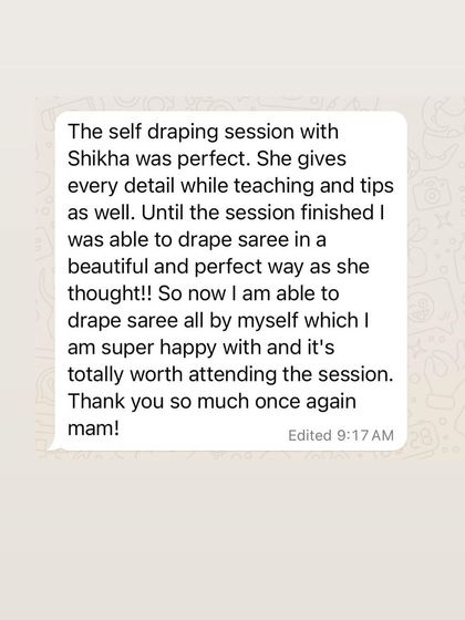 Shikha Agarwal - Personal Saree Draping Classes Words from My Wonderful Students photo 23