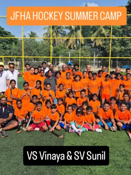 Imagine learning from your heroes. Our campers had the incredible opportunity to meet and play with Indian hockey legends V.S. Vinaya and S.V. Sunil. These are the kind of inspiring, once-in-a-lifetime moments we create at our camp.