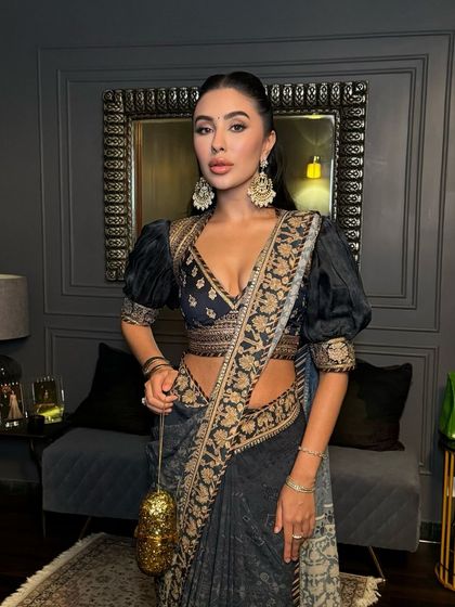 The complete look, showcasing the modern and traditional fusion.