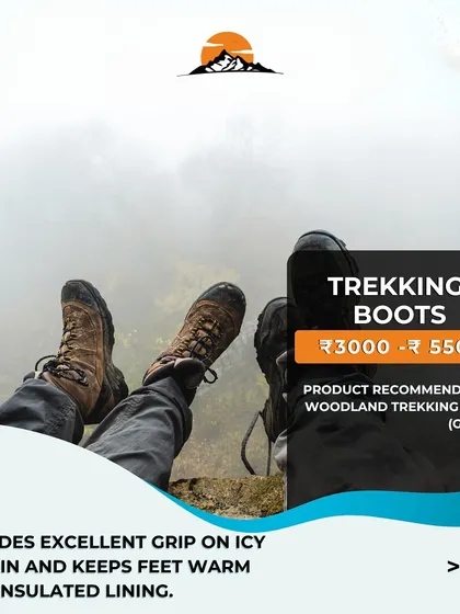 Winter trek essential: Proper trekking boots. They provide grip on icy terrain and keep your feet warm. Woodland or similar brands work well.