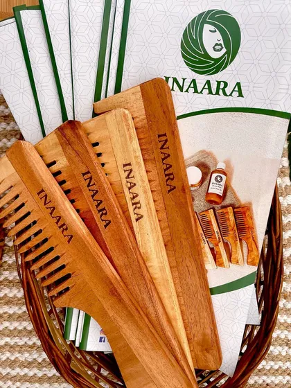 Ditch the plastic and care for your scalp with my Neem Wooden Combs. They are naturally anti-bacterial, reduce dandruff and breakage, and gently massage the scalp to promote healthy hair growth.