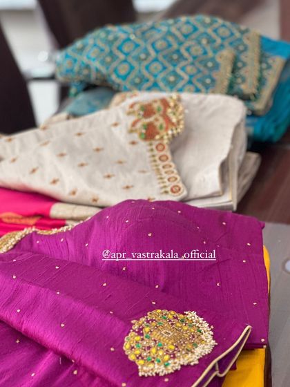 A collection of blouses showcasing the variety of my jewellery-inspired designs.