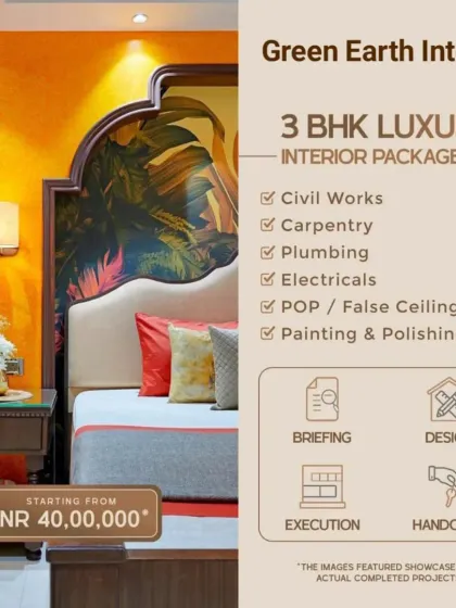 For larger homes, we offer a 3BHK luxury interior package starting from ₹40 Lakhs. Get a premium, fully customized home with our expert team.