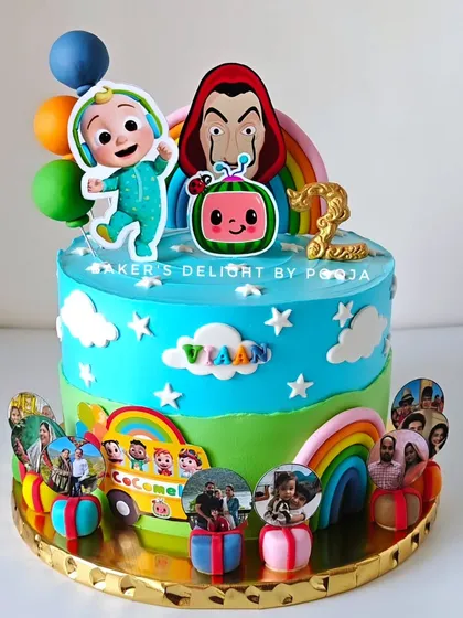 This Cocomelon and Money Heist cake also included edible photos of the birthday boy's family, making it an incredibly personal and heartwarming gift.