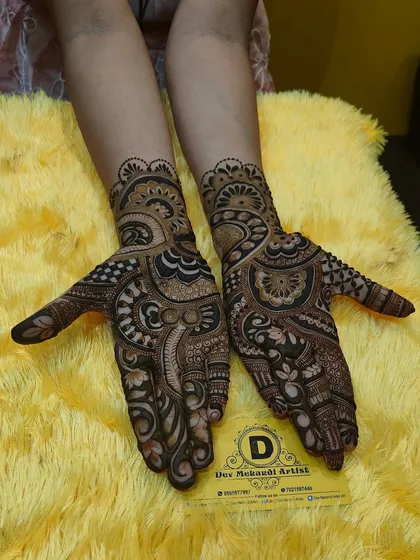 Another angle of the same Indo-Western design, showing the consistency and neatness of our work across both hands.