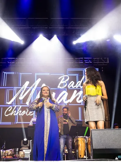 A fun, interactive moment on stage in San Jose. I love to engage with my fellow performers and the audience.