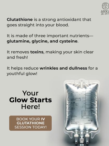 Here's a simple breakdown of how IV Glutathione works. It's made of key nutrients that help remove toxins from your body, which in turn leads to clearer, fresher skin and a reduction in dullness and fine lines.