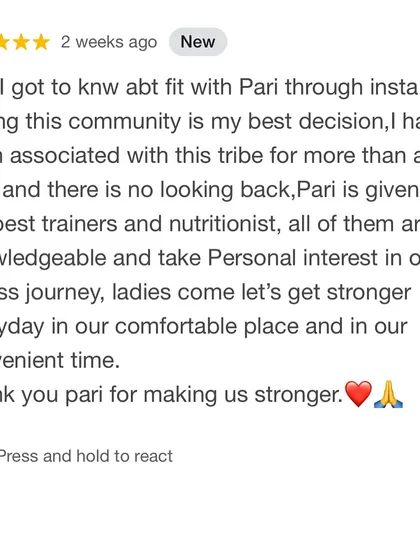 This review from our community captures the essence of our tribe. It’s about getting stronger every day in a comfortable, convenient way with knowledgeable trainers and nutritionists who take a personal interest in your journey. We are so grateful for the trust our clients place in us.