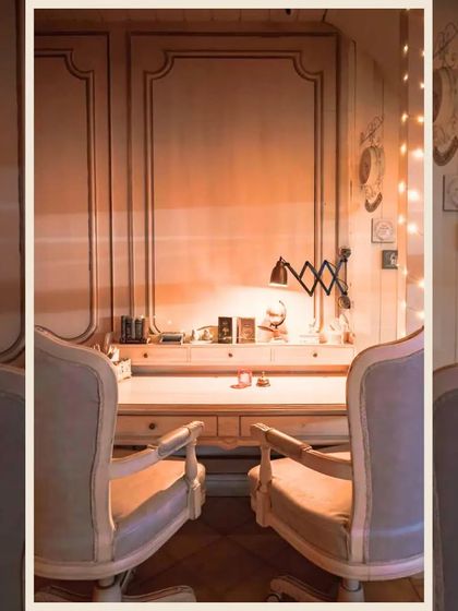 Another view of our study table, a quiet corner designed for connection. The warm lighting and elegant chairs create a space that feels both personal and sophisticated.