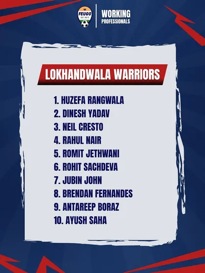 The squad announcement for the Lokhandwala Warriors, ready to compete in our internal leagues.