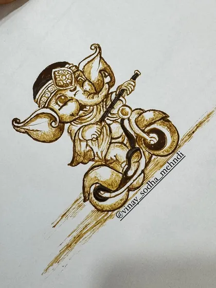 A modern, stylized sketch of Ganpati, showing a different artistic approach. In my classes, I help you explore various styles to find your own unique voice.