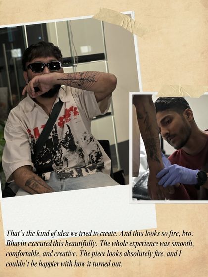 "The whole experience was smooth, comfortable, and creative." Sammohit's feedback after we finished his piece. Seeing a client this happy is the ultimate goal.