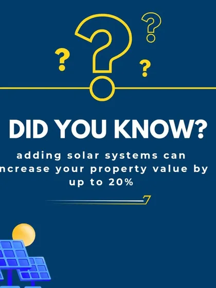 Did you know that adding a solar system can increase your property value by up to 20%? It's a strategic move that enhances your property's market appeal and delivers dual financial benefits.
