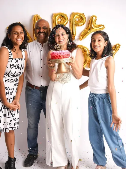Celebrating mom's birthday with a fun cake smash for the whole family! These sessions are not just for babies. They are a joyful way to mark any special family occasion.