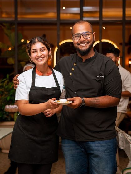 Chef Viveq poses with a member of his talented team during our Amalfi Sunday Brunch.