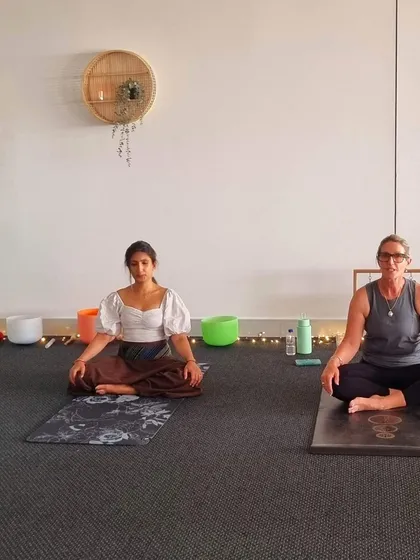 Leading a meditation session at Flow Yoga Studio in Australia. It's a joy to connect with new students and guide them through practices that bring calm and stillness to the mind.