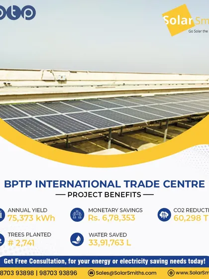 The BPTP International Trade Centre is now powered by a clean energy solution that saves them ₹6,78,353 annually. This project demonstrates the financial viability of solar for commercial properties.