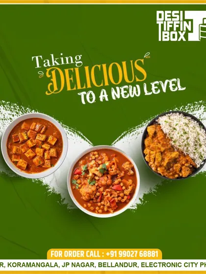 We are always taking deliciousness to a new level. This image displays a trio of our popular vegetarian curries, including Paneer Masala and a mixed vegetable curry, showcasing the variety we offer.