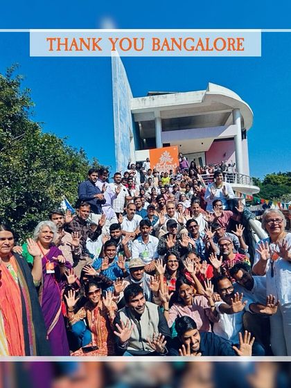 Thank you, Bangalore! A group photo of our happy artisans and team, waving goodbye after a successful festival.