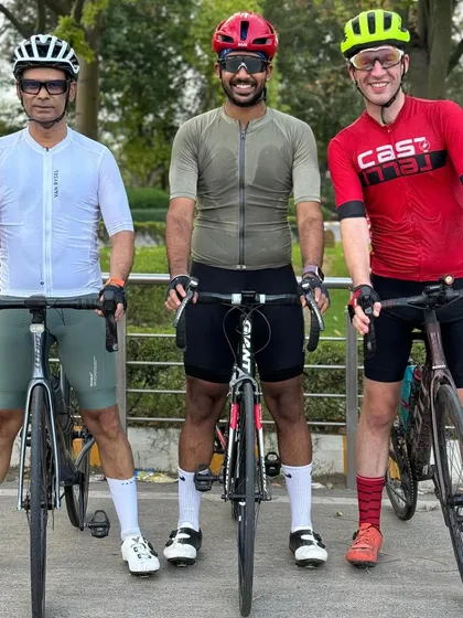 Three riders showcasing different styles and bikes, all united for the Wednesday spin.