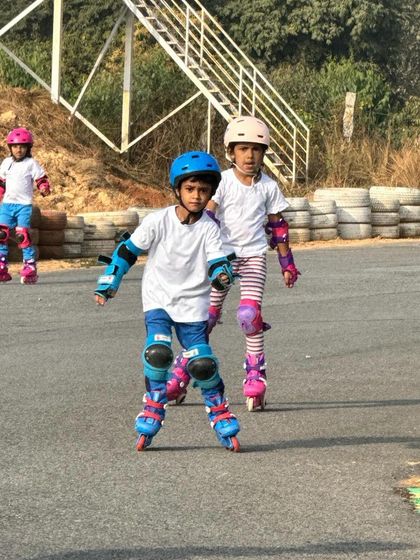 Two of my students skating with determination at Skatethon 2024. It's all about getting comfortable on your wheels and enjoying the ride.