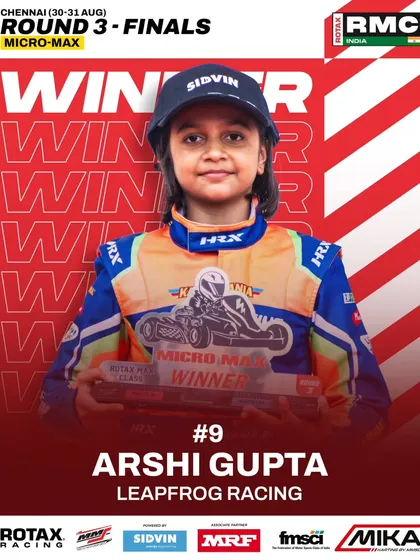 Celebrating our Micro-Max winner, Arshi Gupta. We are passionate about nurturing talent from the ground up, providing a platform where even the youngest drivers can learn, compete, and achieve victory in a safe and structured setting.