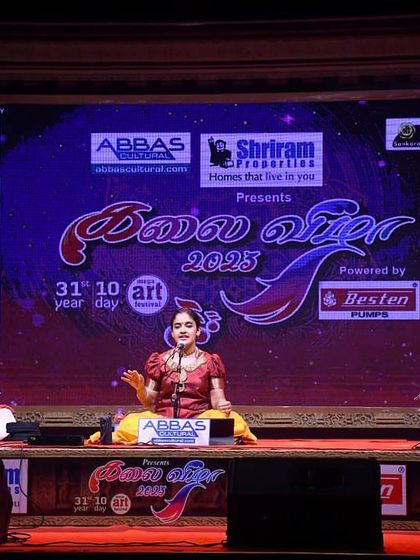 Performing at the Abbas Kalai Vizha to conclude a Margazhi music season. Each concert is a culmination of learning and blessings, and it's a joy to present traditional compositions on such respected platforms.