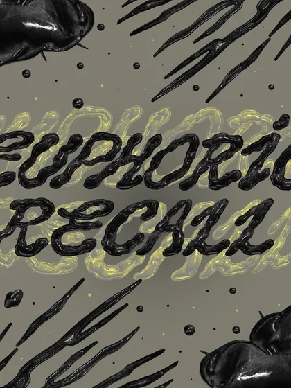 An alternate composition for the "Euphoric Recall" piece, playing with layers and shadows. This version shows my process of experimenting with different arrangements to find the most impactful visual presentation for my typographic designs.