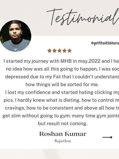 Roshan started his journey feeling depressed and without confidence. I'm so happy I could help him sort things out.