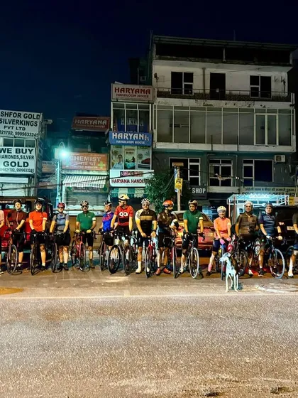 An early start means we get the roads to ourselves. The group lines up before sunrise.