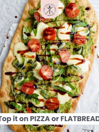 It also works wonderfully as a sauce for a fresh take on pizza or flatbread.