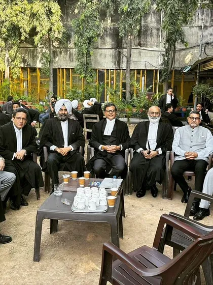 Taking a coffee break with the legal team in Chandigarh. These informal moments are essential for strategy and building camaraderie before heading into court.