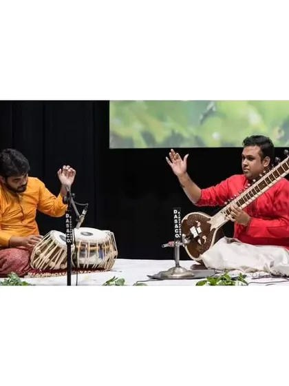 A moment of interaction on stage with sitarist Samanwaya Sarkar da at the Malhar Festival. These unscripted moments are what make live music so special.