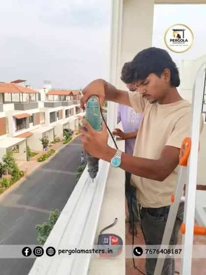 An essential step in our process is the precise drilling and securing of the window frame. Our technician is using professional-grade tools to ensure a perfect, stable fit. This attention to detail during the UPVC window installation guarantees long-term durability and flawless operation.