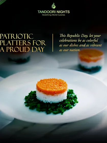 We create patriotic platters for a proud day. This dish features rice and vegetables layered to represent the Indian flag, making your Republic Day celebration vibrant and meaningful.