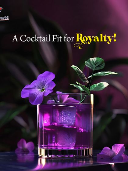 Fit for royalty, this deep purple drink is adorned with an edible flower. The striking color and simple, elegant presentation make it a truly regal cocktail.