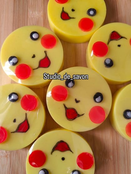 To go with the Poké Balls, I also made these Pikachu soaps. I tried my best to replicate his cheerful face. They are a fun and recognizable favor for any young Pokémon trainer's party.
