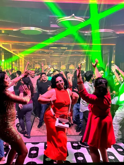 Look at that energy. A packed dancefloor with everyone lost in the music is the ultimate goal. I curate my sets live to match the crowd's vibe, mixing commercial Bollywood and EDM hits to keep the party going all night.