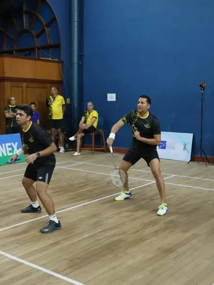 Players in position during a competitive doubles match at the 29th GD Birla Memorial Tournament. We manage events at prestigious venues like the Bombay Gymkhana.
