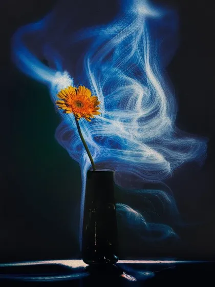 This is an energy painting, a visual exploration of a flower's conscious energy. Using long exposure and light, I trace the subtle movements of light to create an image that feels alive, reflecting the unseen forces that connect all things.