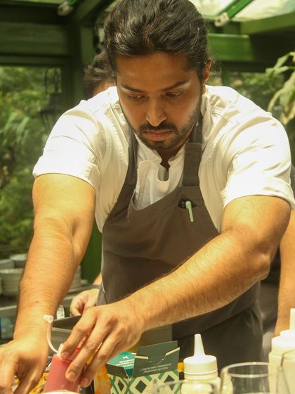 In the zone during service. Plating is a critical moment where all the elements of a dish come together in harmony.