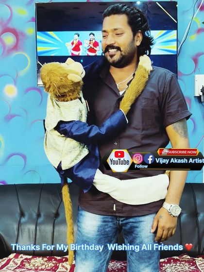 Another shot with Chintu. His expressions and my reactions are the core of our ventriloquism comedy.