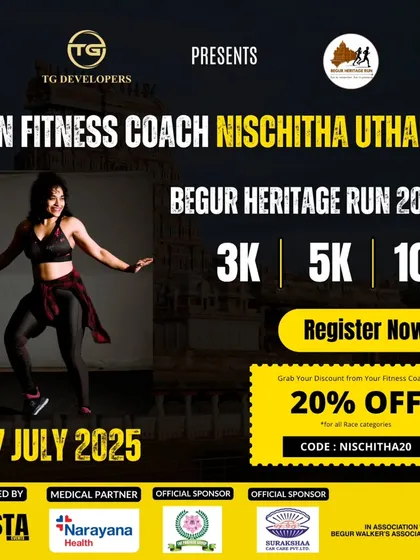 From heritage runs to hotel pop-ups, I get to bring my energy to some of the coolest events in Bangalore. This poster for the Begur Heritage Run was a proud moment, mixing history with high-energy Zumba.