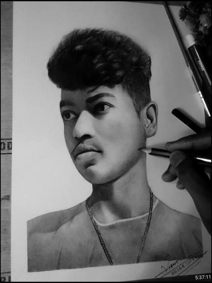 A commission artwork of a client named Rohan, shown mid-process.